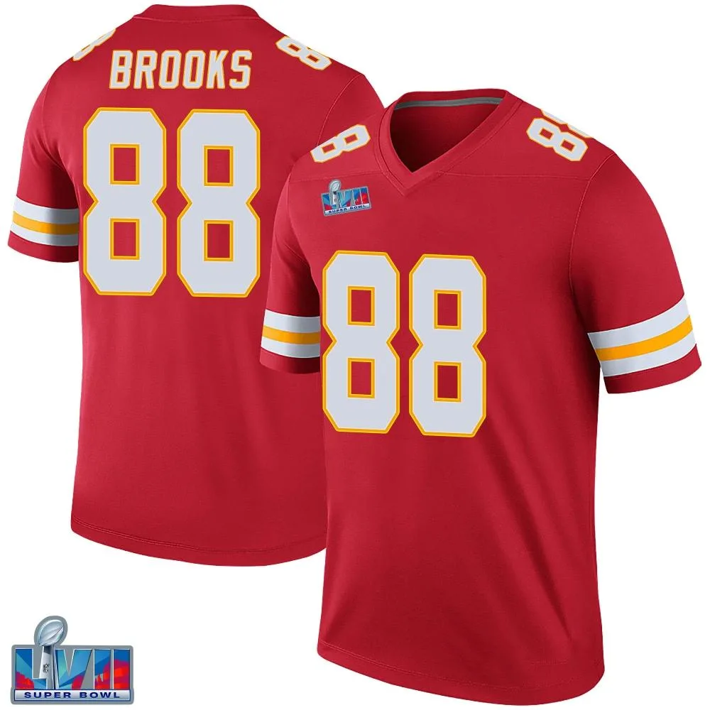 Men's Kansas City Chiefs Phillip Brooks Nike Color Rush Super Bowl LVII Patch Legend Red Jersey Men's Kansas City Chiefs Phillip Brooks Nike Color Rush Super Bowl LVII Patch Legend Red Jersey