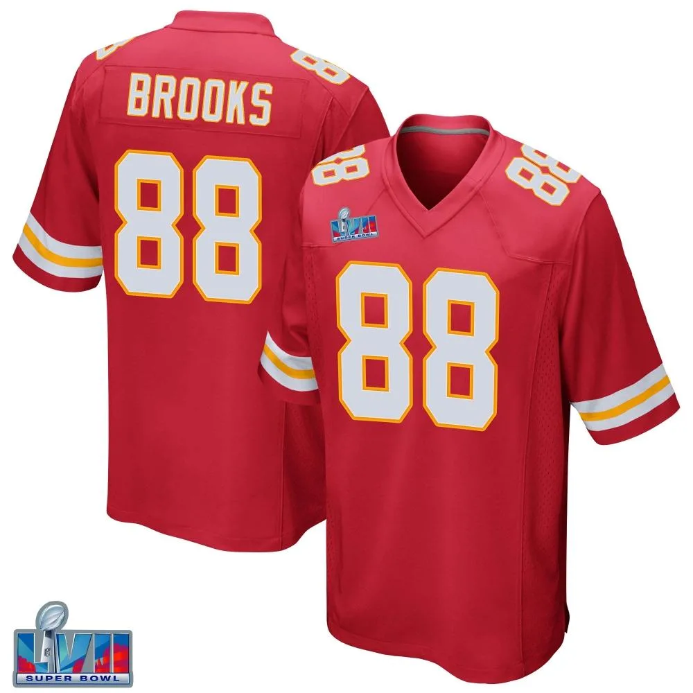 Men's Kansas City Chiefs Phillip Brooks Nike Team Color Super Bowl LVII Patch Game Red Jersey Men's Kansas City Chiefs Phillip Brooks Nike Team Color Super Bowl LVII Patch Game Red Jersey
