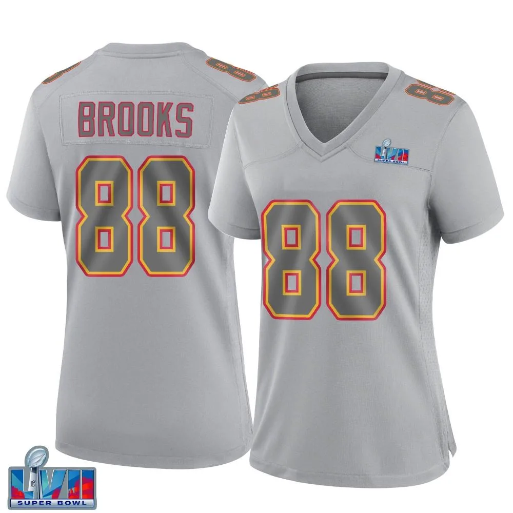 Women's Kansas City Chiefs Phillip Brooks Nike Atmosphere Fashion Super Bowl LVII Patch Game Gray Jersey Women's Kansas City Chiefs Phillip Brooks Nike Atmosphere Fashion Super Bowl LVII Patch Game Gray Jersey
