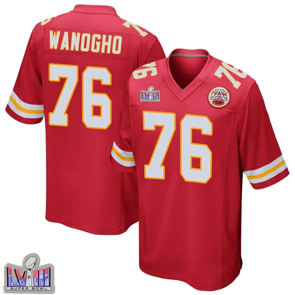 Men's Kansas City Chiefs Prince Tega Wanogho Nike Team Color Super Bowl LVIII Patch Game Red Jersey Men's Kansas City Chiefs Prince Tega Wanogho Nike Team Color Super Bowl LVIII Patch Game Red Jersey