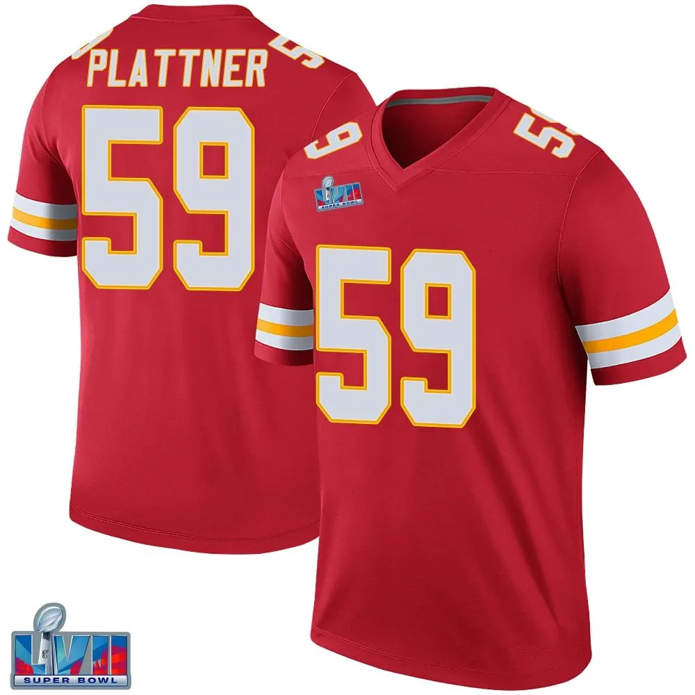 Men's Kansas City Chiefs Randen Plattner Nike Color Rush Super Bowl LVII Patch Legend Red Jersey Men's Kansas City Chiefs Randen Plattner Nike Color Rush Super Bowl LVII Patch Legend Red Jersey