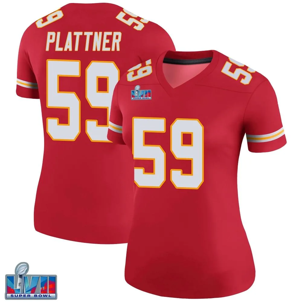 Women's Kansas City Chiefs Randen Plattner Nike Color Rush Super Bowl LVII Patch Legend Red Jersey Women's Kansas City Chiefs Randen Plattner Nike Color Rush Super Bowl LVII Patch Legend Red Jersey
