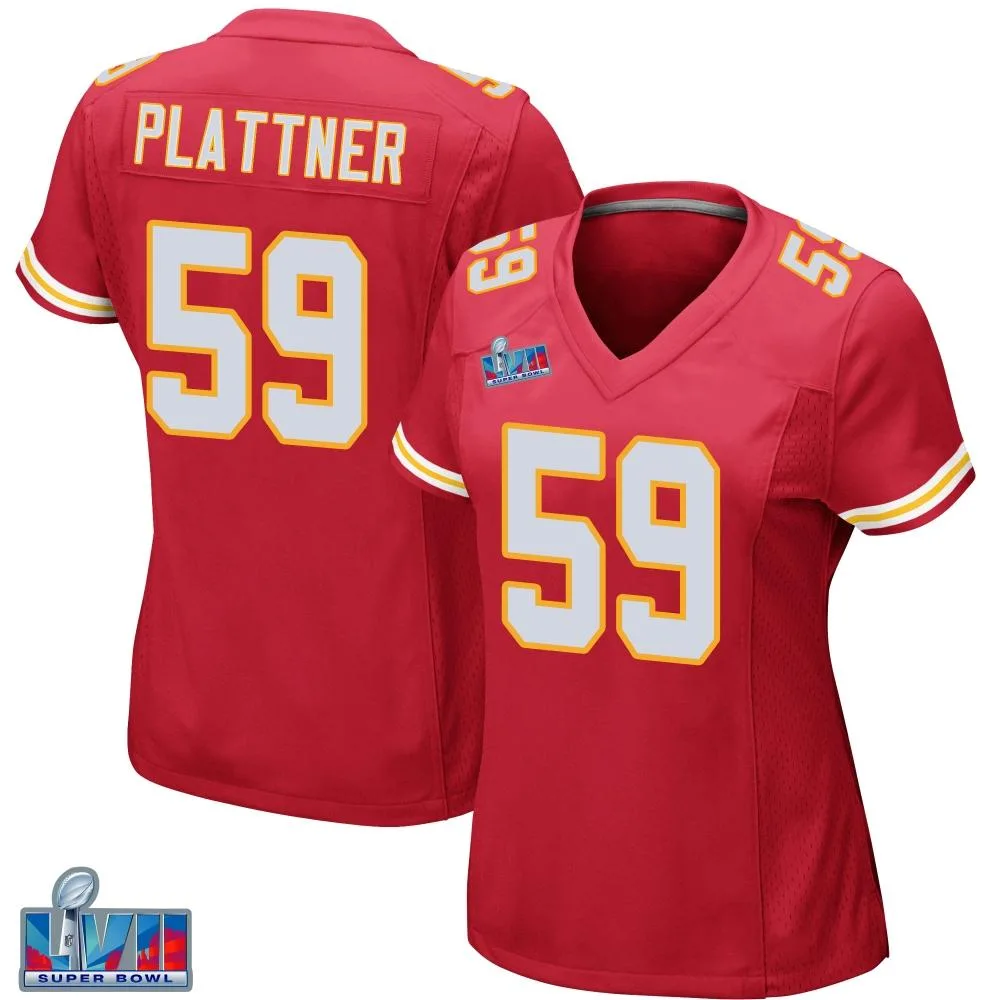 Women's Kansas City Chiefs Randen Plattner Nike Team Color Super Bowl LVII Patch Game Red Jersey Women's Kansas City Chiefs Randen Plattner Nike Team Color Super Bowl LVII Patch Game Red Jersey