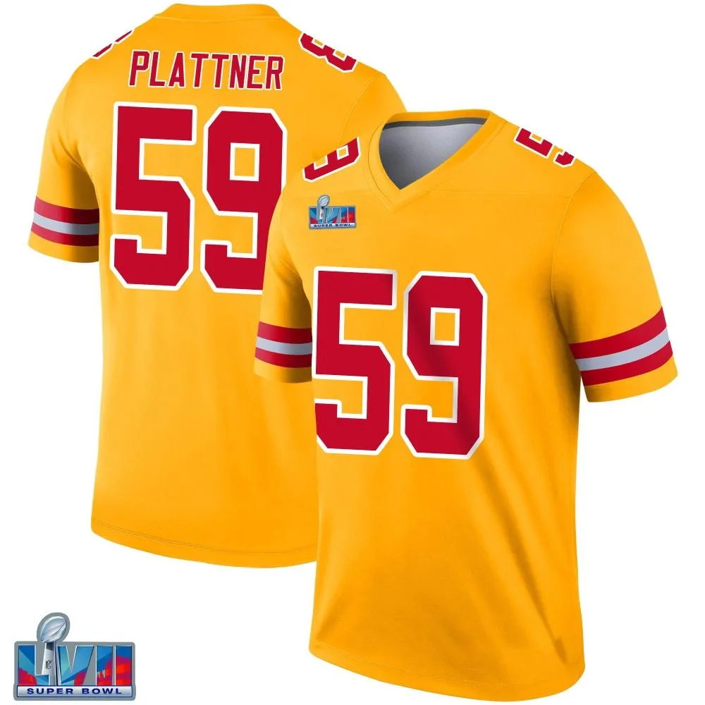 Youth Kansas City Chiefs Randen Plattner Nike Inverted Super Bowl LVII Patch Legend Gold Jersey Youth Kansas City Chiefs Randen Plattner Nike Inverted Super Bowl LVII Patch Legend Gold Jersey