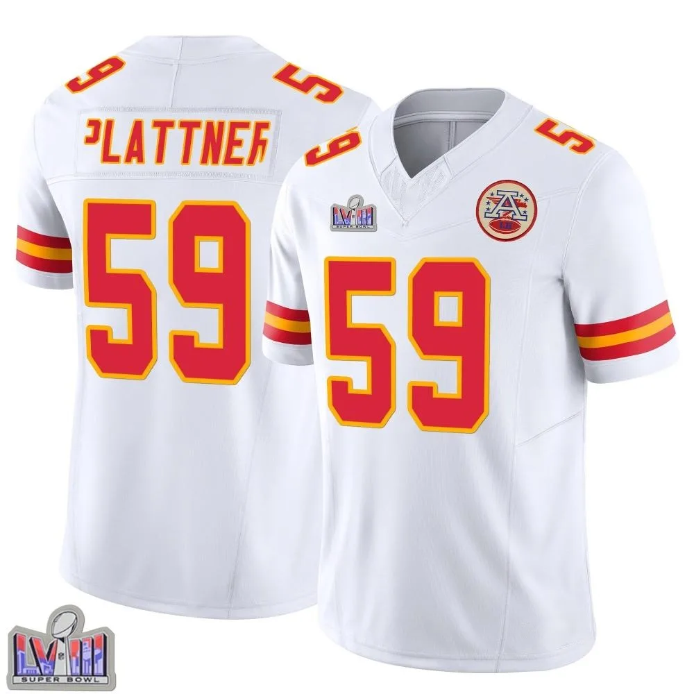Youth Kansas City Chiefs Randen Plattner Nike Vapor F.U.S.E. Super Bowl LVIII Patch Limited White Jersey Youth Kansas City Chiefs Randen Plattner Nike Vapor F.U.S.E. Super Bowl LVIII Patch Limited White Jersey