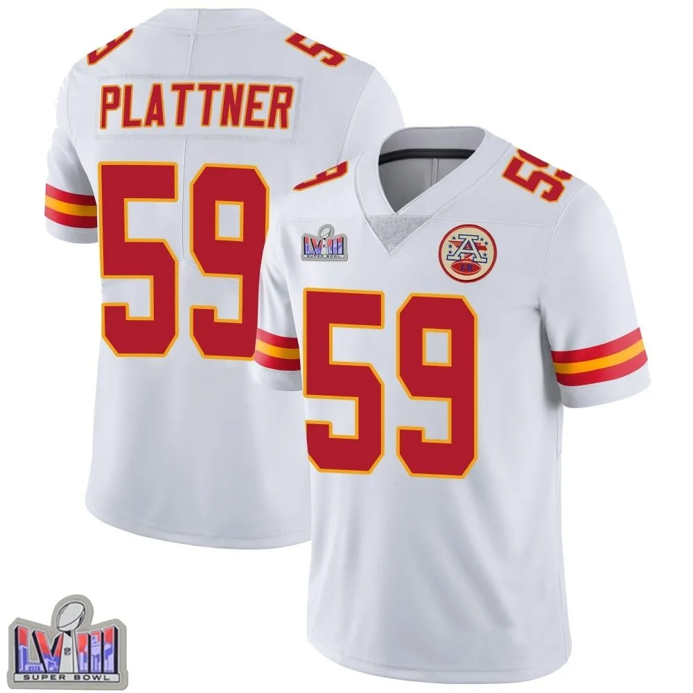 Youth Kansas City Chiefs Randen Plattner Nike Vapor Untouchable Super Bowl LVIII Patch Limited White Jersey Youth Kansas City Chiefs Randen Plattner Nike Vapor Untouchable Super Bowl LVIII Patch Limited White Jersey