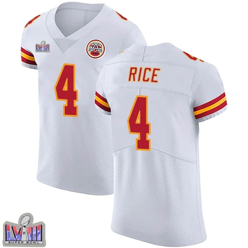 Men's Kansas City Chiefs Rashee Rice Nike Vapor Untouchable Super Bowl LVIII Patch Elite White Jersey Men's Kansas City Chiefs Rashee Rice Nike Vapor Untouchable Super Bowl LVIII Patch Elite White Jersey