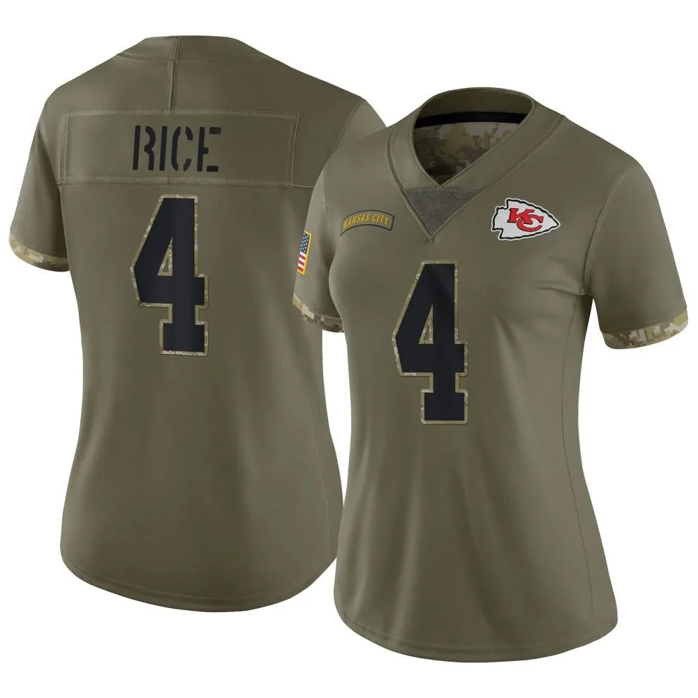 Women's Kansas City Chiefs Rashee Rice Nike 2022 Salute To Service Limited Olive Jersey Women's Kansas City Chiefs Rashee Rice Nike 2022 Salute To Service Limited Olive Jersey