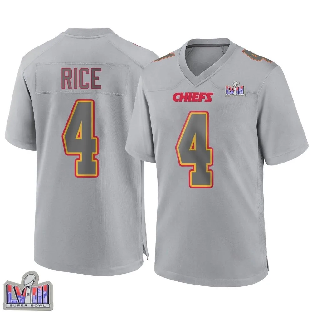 Youth Kansas City Chiefs Rashee Rice Nike Atmosphere Fashion Super Bowl LVIII Patch Game Gray Jersey Youth Kansas City Chiefs Rashee Rice Nike Atmosphere Fashion Super Bowl LVIII Patch Game Gray Jersey