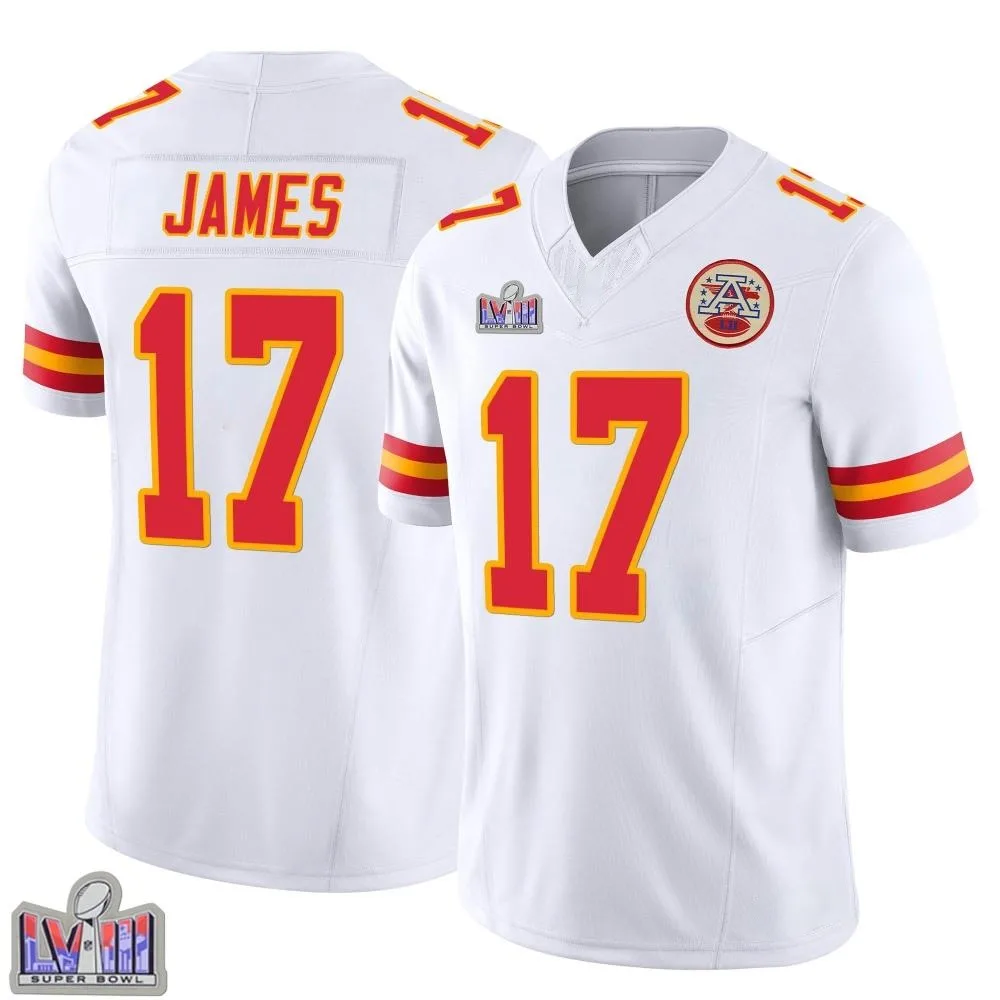 Men's Kansas City Chiefs Richie James Nike Vapor F.U.S.E. Super Bowl LVIII Patch Limited White Jersey Men's Kansas City Chiefs Richie James Nike Vapor F.U.S.E. Super Bowl LVIII Patch Limited White Jersey
