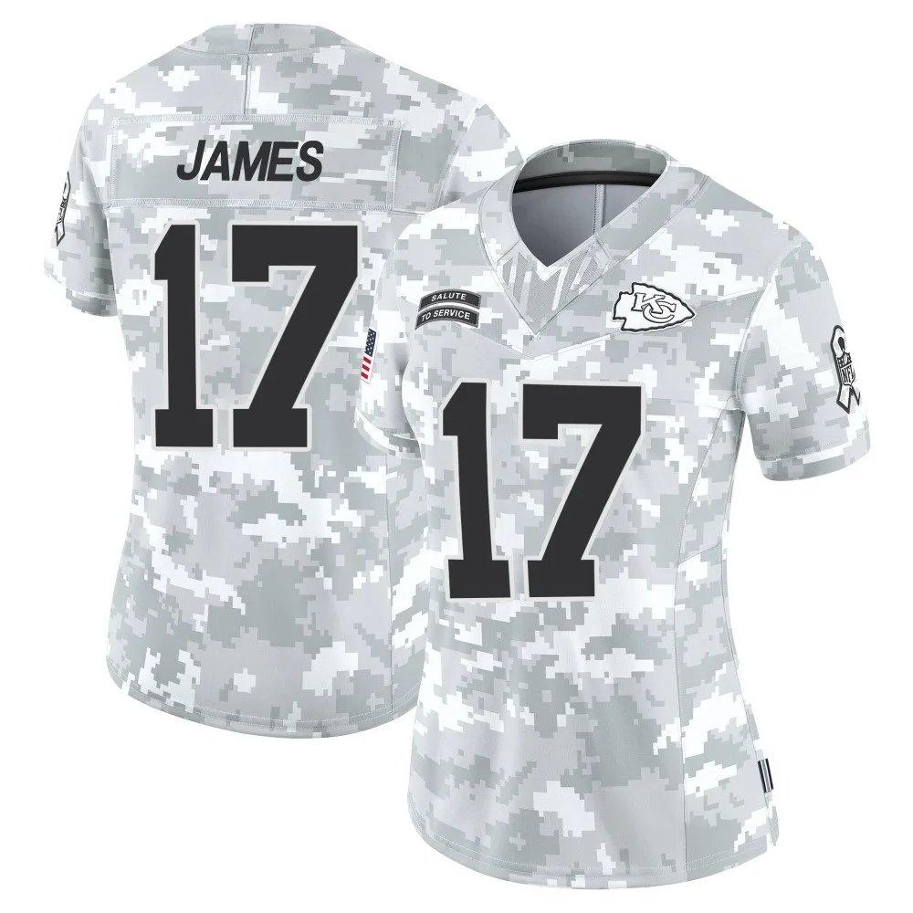 Women's Kansas City Chiefs Richie James Nike 2024 Salute to Service Limited Arctic Camo Jersey Women's Kansas City Chiefs Richie James Nike 2024 Salute to Service Limited Arctic Camo Jersey