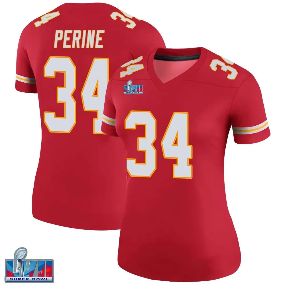 Women's Kansas City Chiefs Samaje Perine Nike Color Rush Super Bowl LVII Patch Legend Red Jersey Women's Kansas City Chiefs Samaje Perine Nike Color Rush Super Bowl LVII Patch Legend Red Jersey