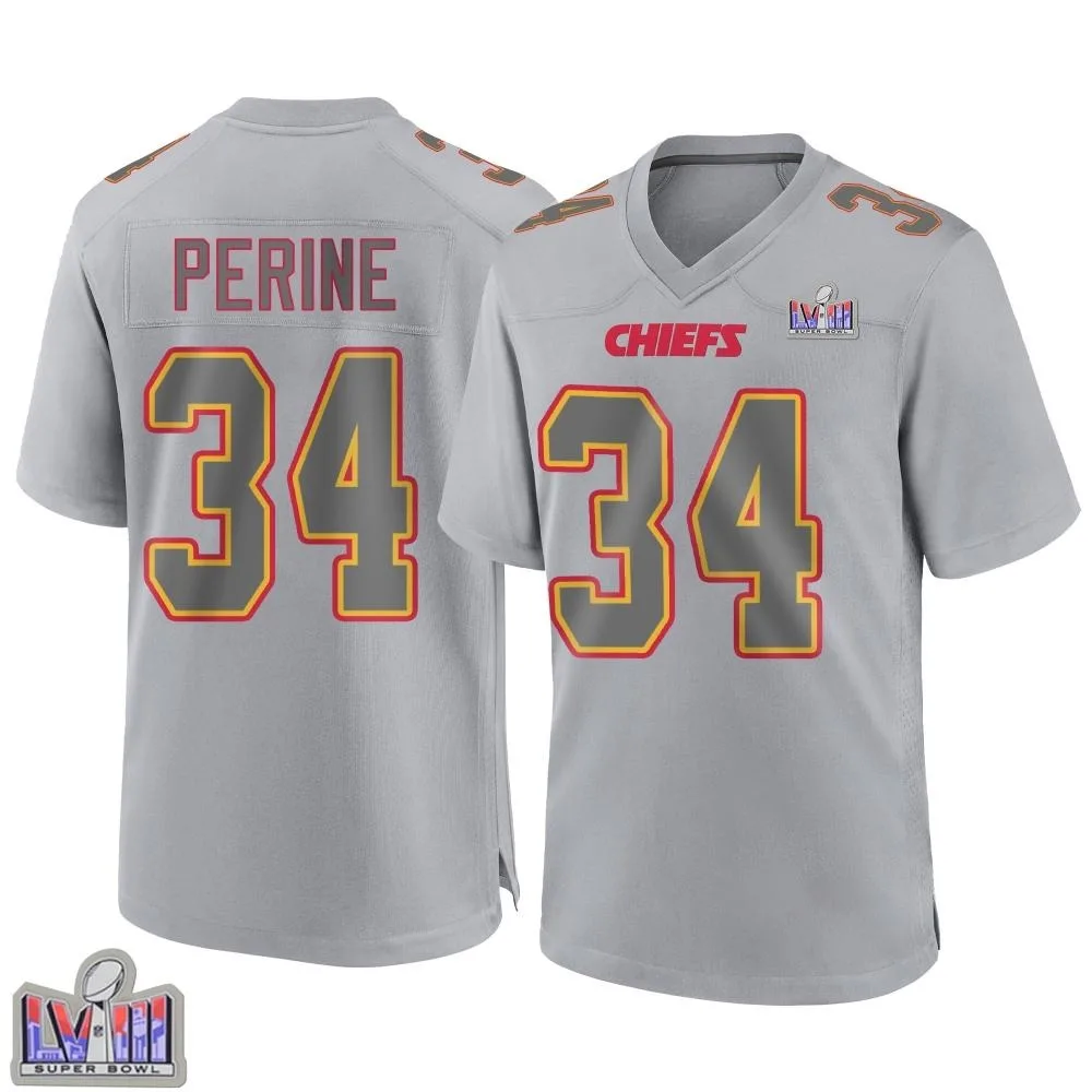 Youth Kansas City Chiefs Samaje Perine Nike Atmosphere Fashion Super Bowl LVIII Patch Game Gray Jersey Youth Kansas City Chiefs Samaje Perine Nike Atmosphere Fashion Super Bowl LVIII Patch Game Gray Jersey