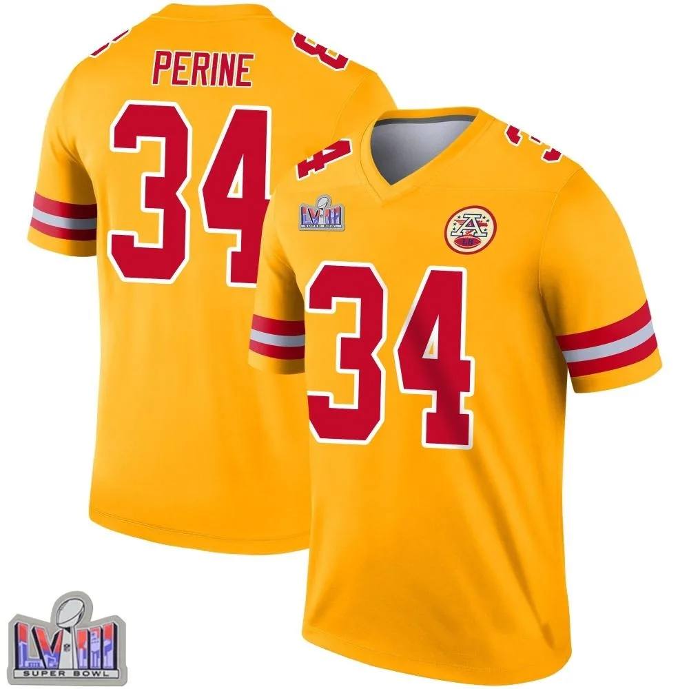 Youth Kansas City Chiefs Samaje Perine Nike Inverted Super Bowl LVIII Patch Legend Gold Jersey Youth Kansas City Chiefs Samaje Perine Nike Inverted Super Bowl LVIII Patch Legend Gold Jersey