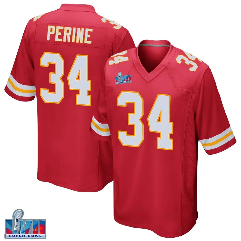 Youth Kansas City Chiefs Samaje Perine Nike Team Color Super Bowl LVII Patch Game Red Jersey Youth Kansas City Chiefs Samaje Perine Nike Team Color Super Bowl LVII Patch Game Red Jersey