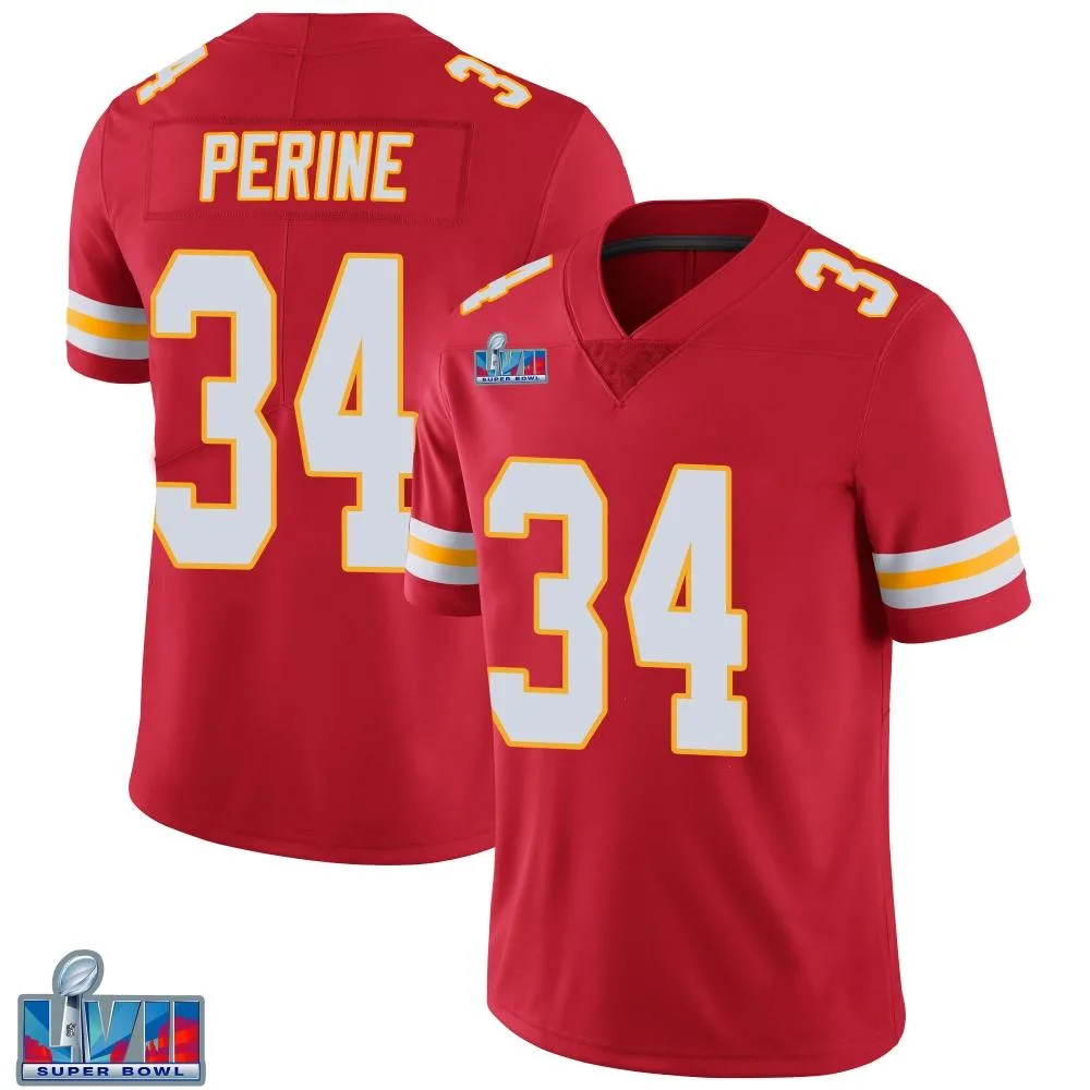 Youth Kansas City Chiefs Samaje Perine Nike Team Color Vapor Untouchable Super Bowl LVII Patch Limited Red Jersey Youth Kansas City Chiefs Samaje Perine Nike Team Color Vapor Untouchable Super Bowl LVII Patch Limited Red Jersey
