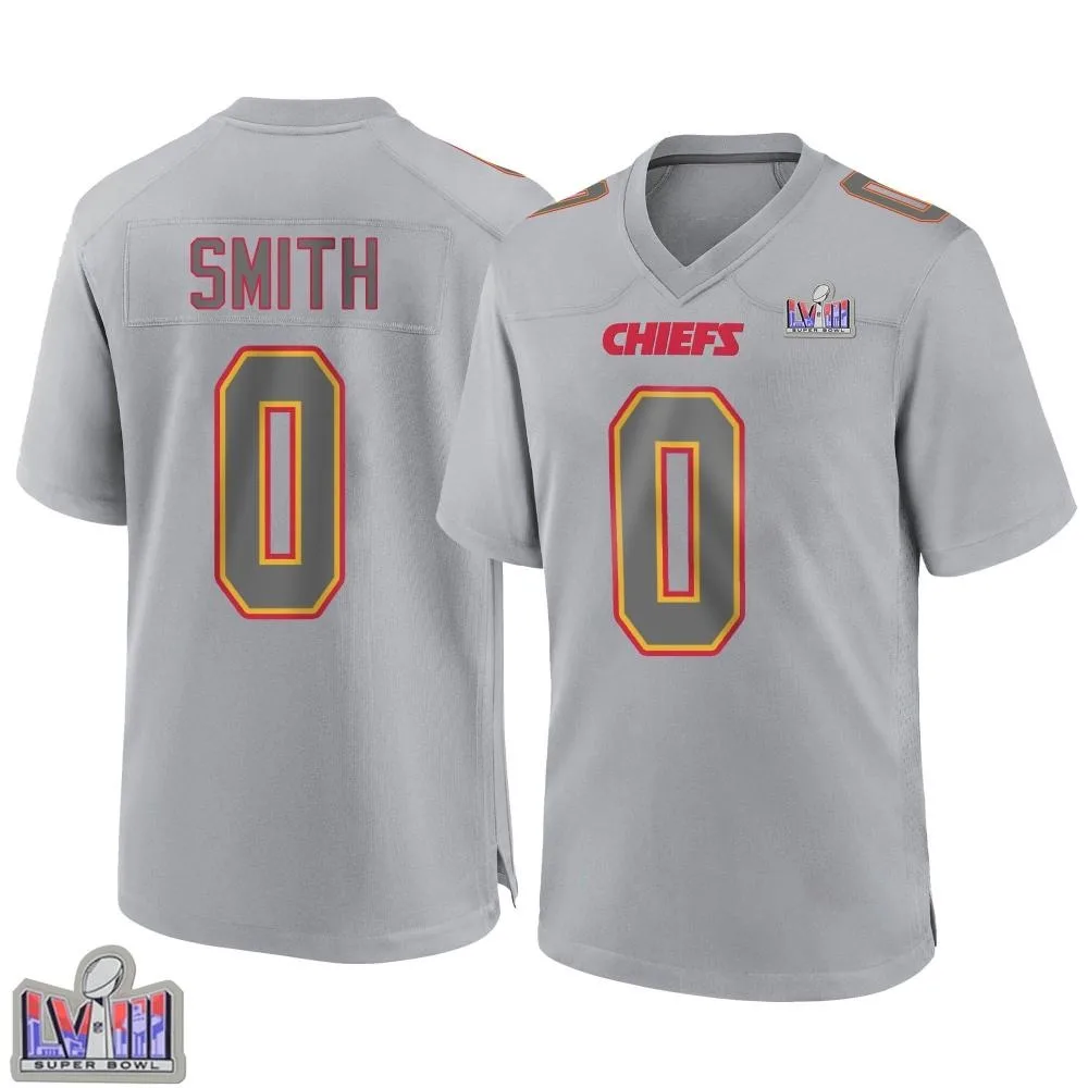 Men's Kansas City Chiefs Shi Smith Nike Atmosphere Fashion Super Bowl LVIII Patch Game Gray Jersey Men's Kansas City Chiefs Shi Smith Nike Atmosphere Fashion Super Bowl LVIII Patch Game Gray Jersey