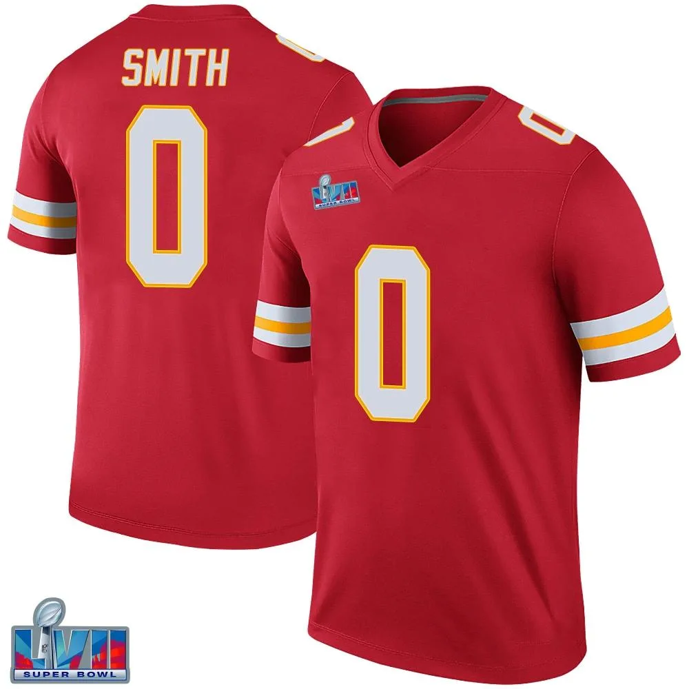 Men's Kansas City Chiefs Shi Smith Nike Color Rush Super Bowl LVII Patch Legend Red Jersey Men's Kansas City Chiefs Shi Smith Nike Color Rush Super Bowl LVII Patch Legend Red Jersey