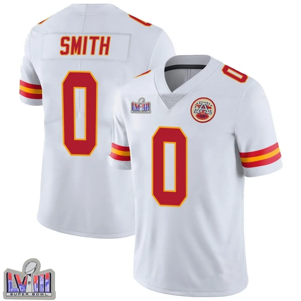Men's Kansas City Chiefs Shi Smith Nike Vapor Untouchable Super Bowl LVIII Patch Limited White Jersey Men's Kansas City Chiefs Shi Smith Nike Vapor Untouchable Super Bowl LVIII Patch Limited White Jersey