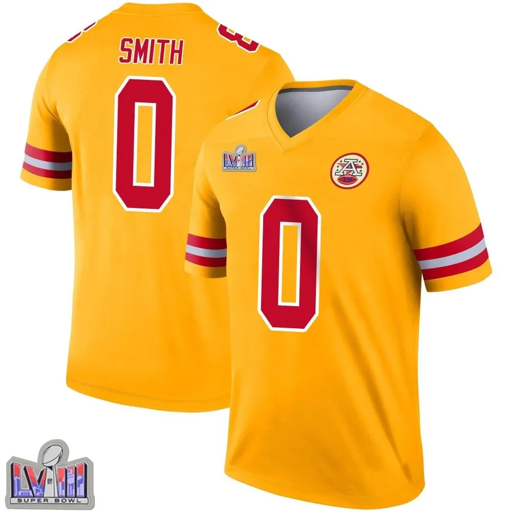 Youth Kansas City Chiefs Shi Smith Nike Inverted Super Bowl LVIII Patch Legend Gold Jersey Youth Kansas City Chiefs Shi Smith Nike Inverted Super Bowl LVIII Patch Legend Gold Jersey
