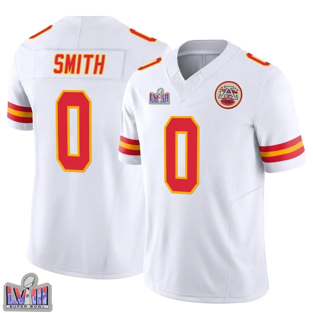 Youth Kansas City Chiefs Shi Smith Nike Vapor F.U.S.E. Super Bowl LVIII Patch Limited White Jersey Youth Kansas City Chiefs Shi Smith Nike Vapor F.U.S.E. Super Bowl LVIII Patch Limited White Jersey