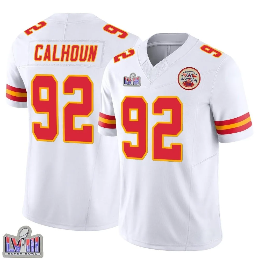 Youth Kansas City Chiefs Shilique Calhoun Nike Vapor F.U.S.E. Super Bowl LVIII Patch Limited White Jersey Youth Kansas City Chiefs Shilique Calhoun Nike Vapor F.U.S.E. Super Bowl LVIII Patch Limited White Jersey