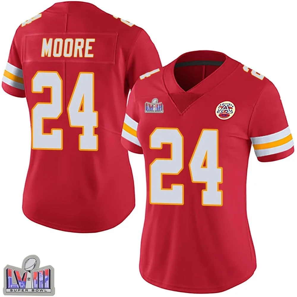Women's Kansas City Chiefs Skyy Moore Nike Team Color Vapor Untouchable Super Bowl LVIII Patch Limited Red Jersey Women's Kansas City Chiefs Skyy Moore Nike Team Color Vapor Untouchable Super Bowl LVIII Patch Limited Red Jersey