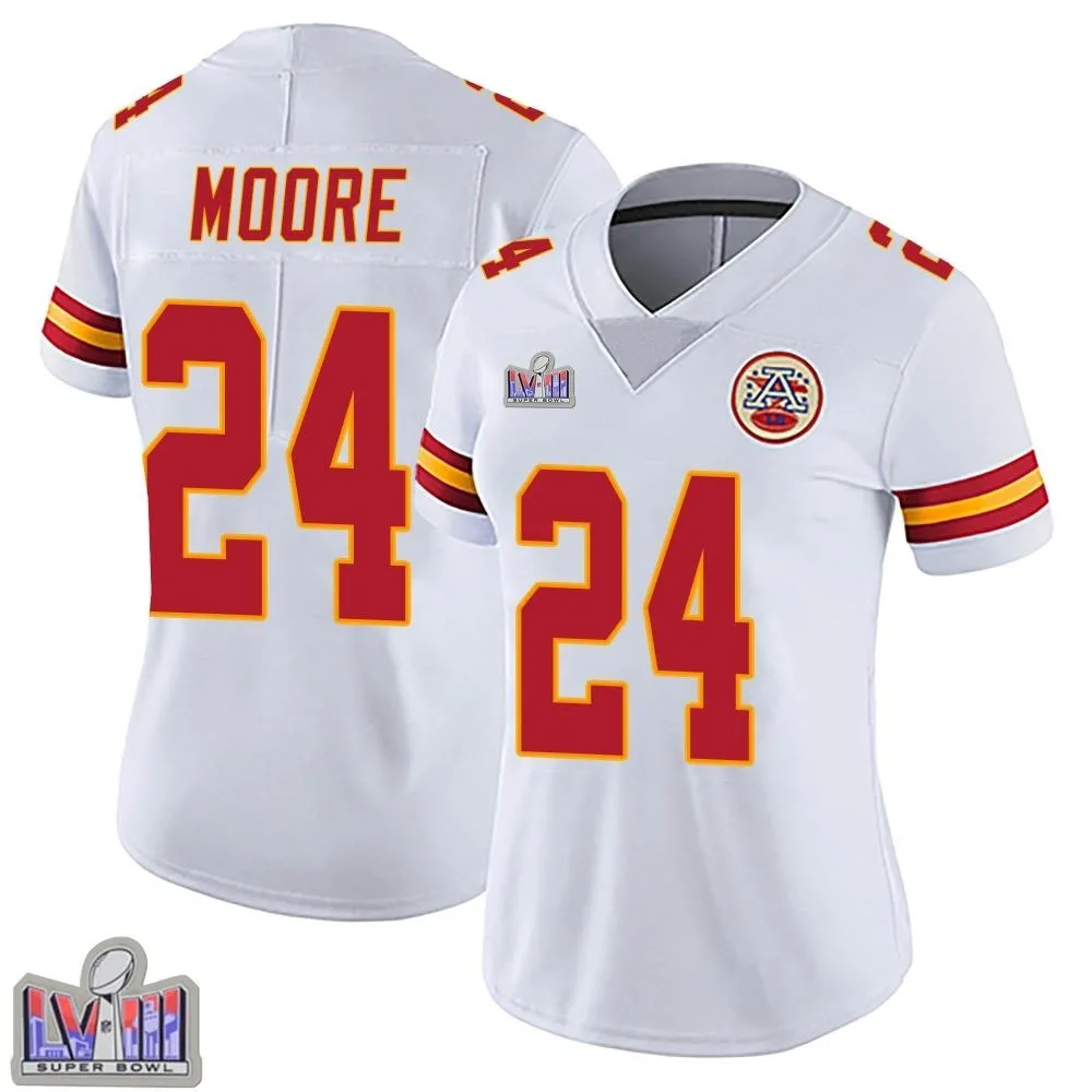 Women's Kansas City Chiefs Skyy Moore Nike Vapor Untouchable Super Bowl LVIII Patch Limited White Jersey Women's Kansas City Chiefs Skyy Moore Nike Vapor Untouchable Super Bowl LVIII Patch Limited White Jersey