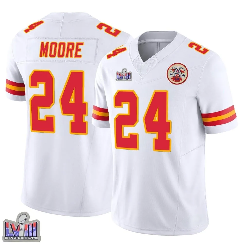Youth Kansas City Chiefs Skyy Moore Nike Vapor F.U.S.E. Super Bowl LVIII Patch Limited White Jersey Youth Kansas City Chiefs Skyy Moore Nike Vapor F.U.S.E. Super Bowl LVIII Patch Limited White Jersey