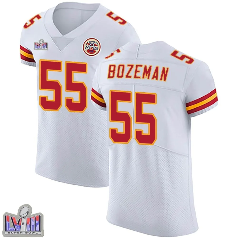 Men's Kansas City Chiefs Swayze Bozeman Nike Vapor Untouchable Super Bowl LVIII Patch Elite White Jersey Men's Kansas City Chiefs Swayze Bozeman Nike Vapor Untouchable Super Bowl LVIII Patch Elite White Jersey