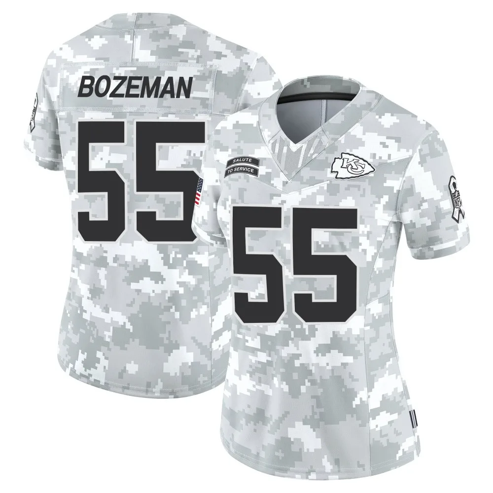 Women's Kansas City Chiefs Swayze Bozeman Nike 2024 Salute to Service Limited Arctic Camo Jersey Women's Kansas City Chiefs Swayze Bozeman Nike 2024 Salute to Service Limited Arctic Camo Jersey