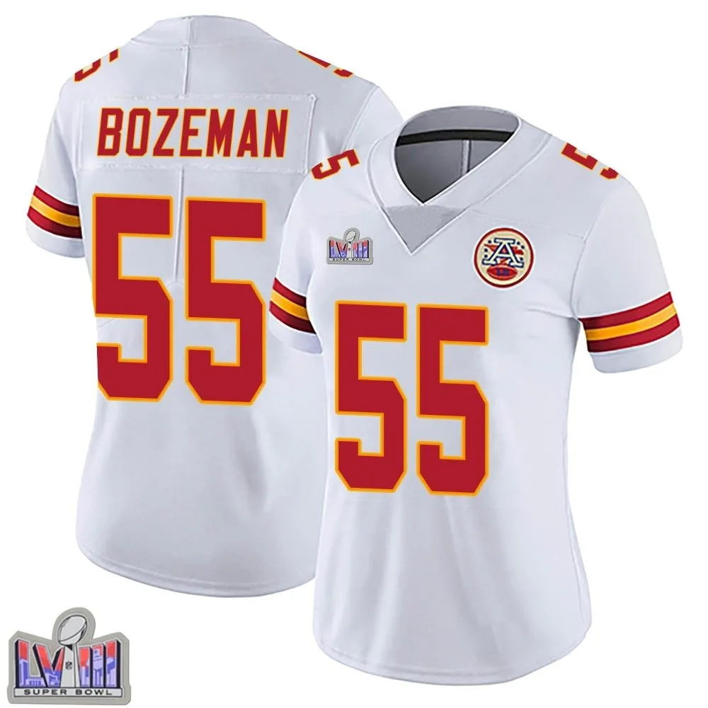 Women's Kansas City Chiefs Swayze Bozeman Nike Vapor Untouchable Super Bowl LVIII Patch Limited White Jersey Women's Kansas City Chiefs Swayze Bozeman Nike Vapor Untouchable Super Bowl LVIII Patch Limited White Jersey