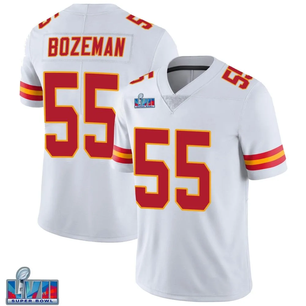 Youth Kansas City Chiefs Swayze Bozeman Nike Vapor Untouchable Super Bowl LVII Patch Limited White Jersey Youth Kansas City Chiefs Swayze Bozeman Nike Vapor Untouchable Super Bowl LVII Patch Limited White Jersey
