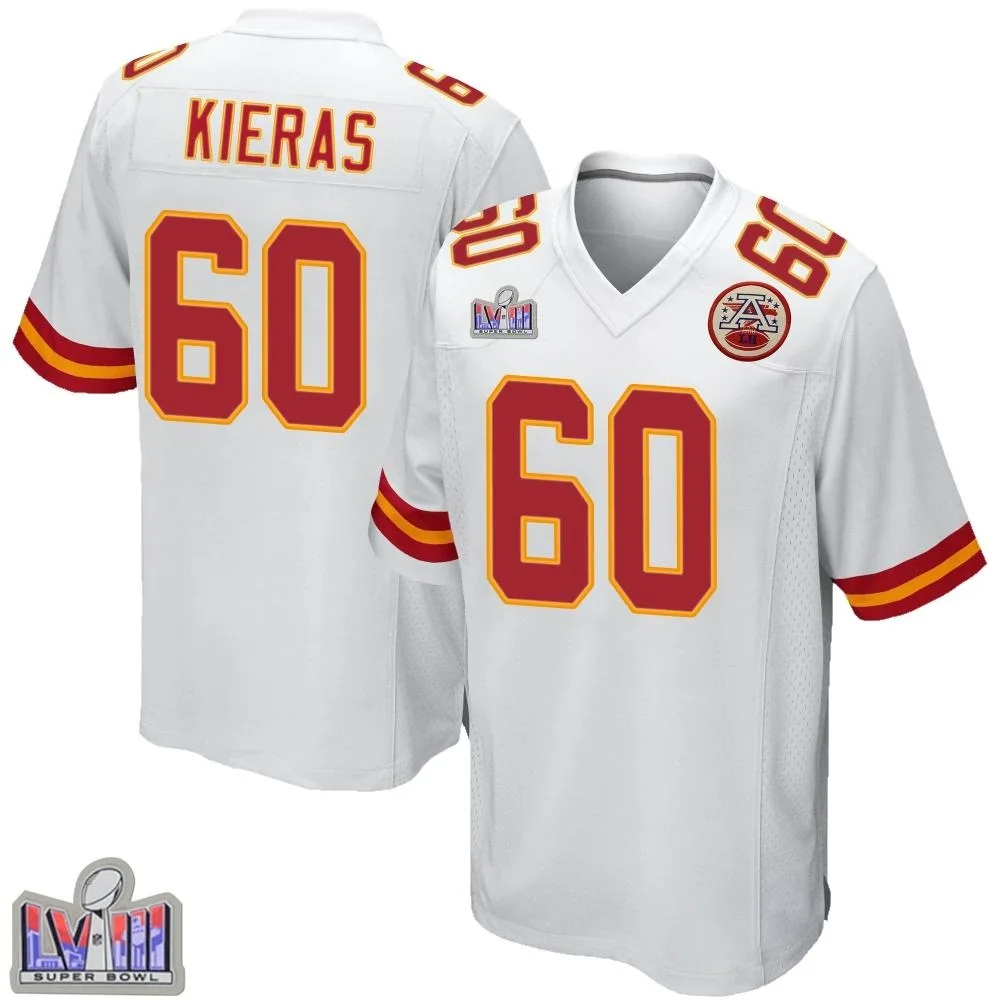 Youth Kansas City Chiefs Tautvydas Kieras Nike Super Bowl LVIII Patch Game White Jersey Youth Kansas City Chiefs Tautvydas Kieras Nike Super Bowl LVIII Patch Game White Jersey