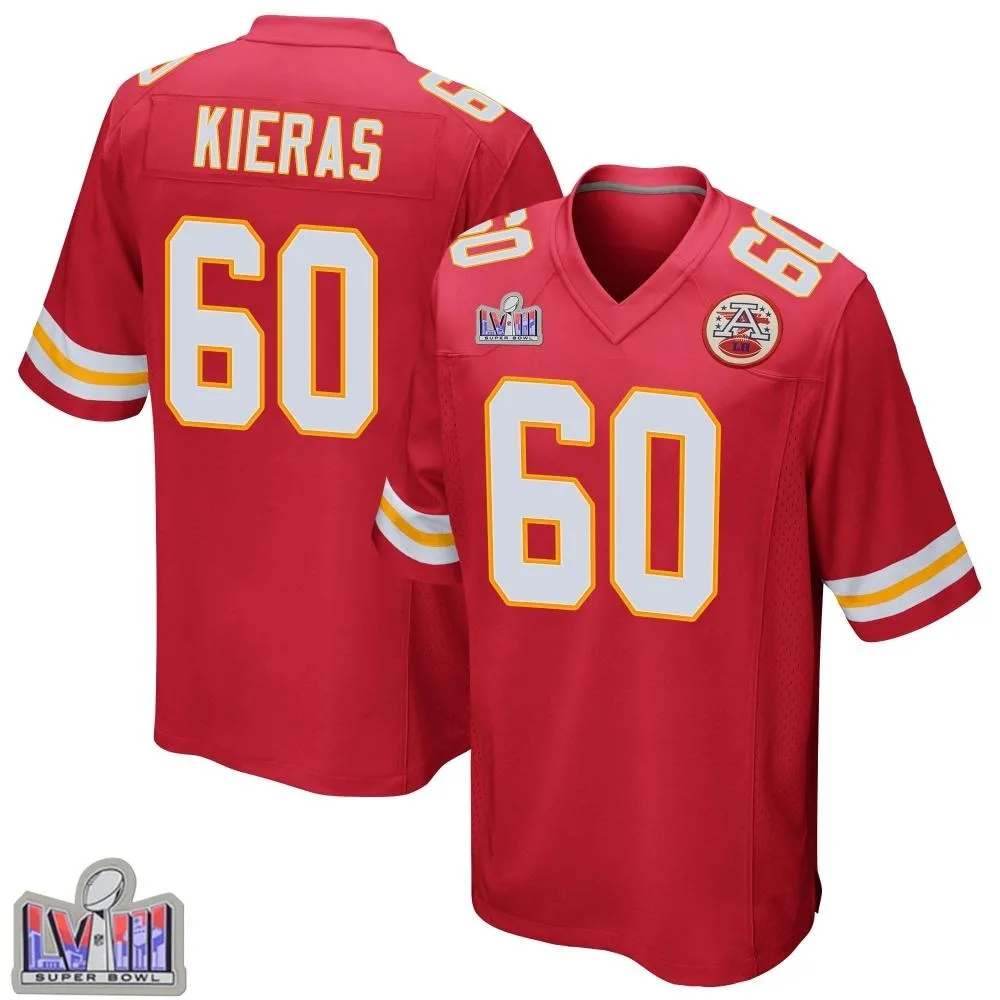 Youth Kansas City Chiefs Tautvydas Kieras Nike Team Color Super Bowl LVIII Patch Game Red Jersey Youth Kansas City Chiefs Tautvydas Kieras Nike Team Color Super Bowl LVIII Patch Game Red Jersey