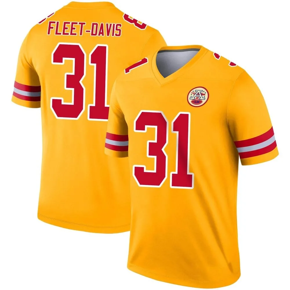 Men's Kansas City Chiefs Tayon Fleet-Davis Nike Inverted Legend Gold Jersey Men's Kansas City Chiefs Tayon Fleet-Davis Nike Inverted Legend Gold Jersey