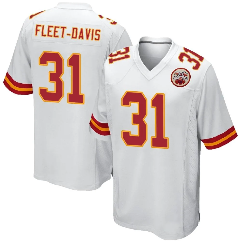 Men's Kansas City Chiefs Tayon Fleet-Davis Nike Game White Jersey Men's Kansas City Chiefs Tayon Fleet-Davis Nike Game White Jersey