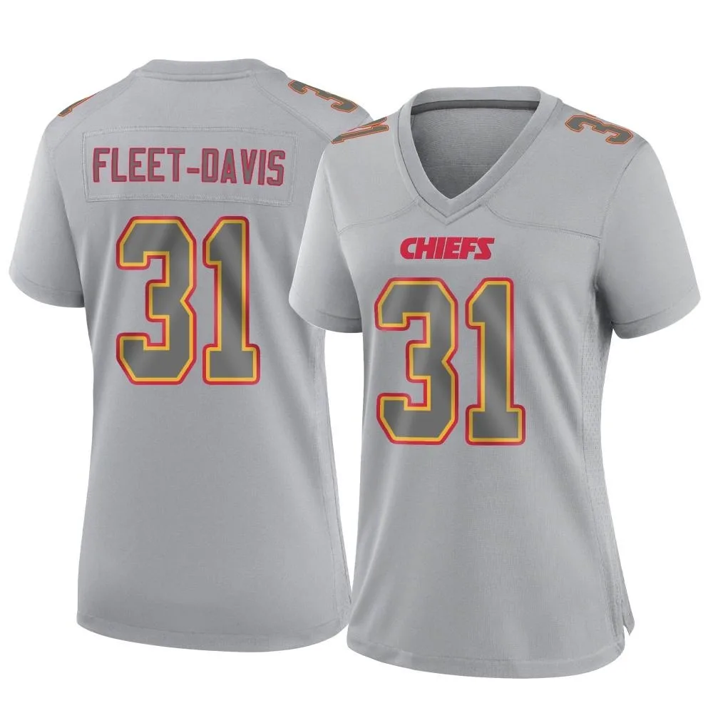 Women's Kansas City Chiefs Tayon Fleet-Davis Nike Atmosphere Fashion Game Gray Jersey Women's Kansas City Chiefs Tayon Fleet-Davis Nike Atmosphere Fashion Game Gray Jersey