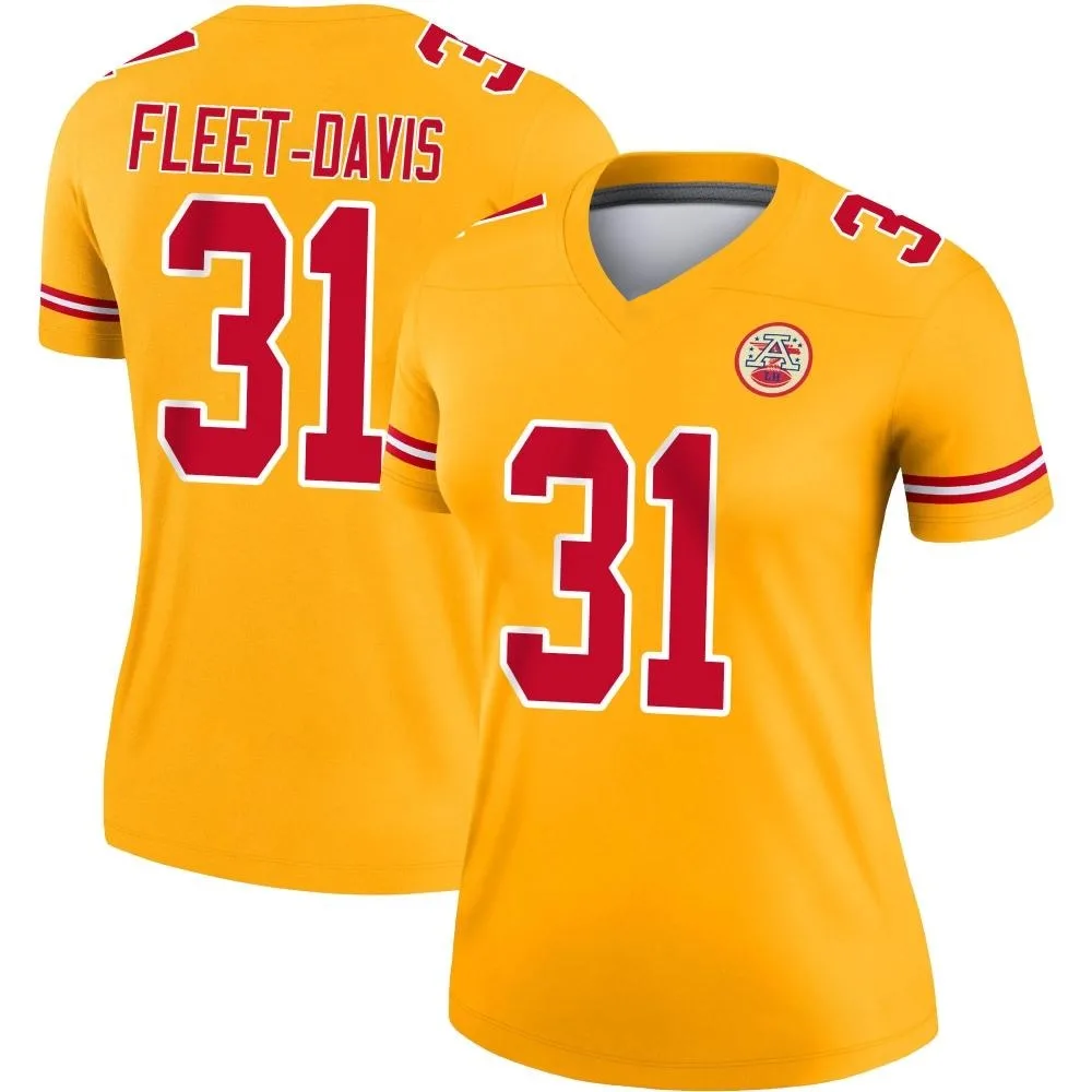 Women's Kansas City Chiefs Tayon Fleet-Davis Nike Inverted Legend Gold Jersey Women's Kansas City Chiefs Tayon Fleet-Davis Nike Inverted Legend Gold Jersey