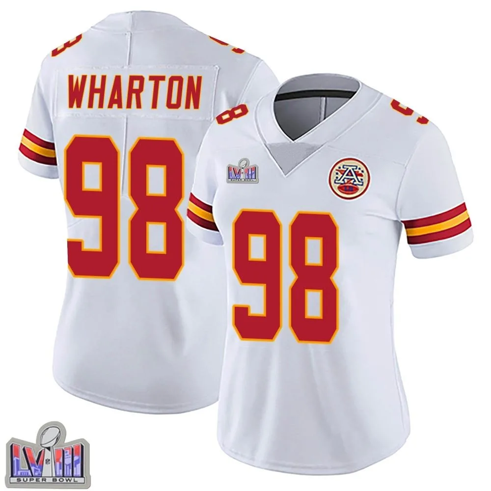 Women's Kansas City Chiefs Tershawn Wharton Nike Vapor Untouchable Super Bowl LVIII Patch Limited White Jersey Women's Kansas City Chiefs Tershawn Wharton Nike Vapor Untouchable Super Bowl LVIII Patch Limited White Jersey