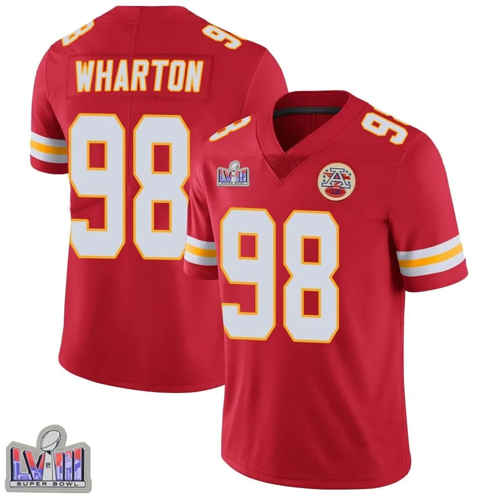 Youth Kansas City Chiefs Tershawn Wharton Nike Team Color Vapor Untouchable Super Bowl LVIII Patch Limited Red Jersey Youth Kansas City Chiefs Tershawn Wharton Nike Team Color Vapor Untouchable Super Bowl LVIII Patch Limited Red Jersey