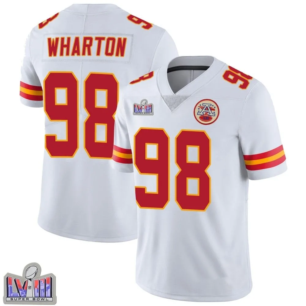 Youth Kansas City Chiefs Tershawn Wharton Nike Vapor Untouchable Super Bowl LVIII Patch Limited White Jersey Youth Kansas City Chiefs Tershawn Wharton Nike Vapor Untouchable Super Bowl LVIII Patch Limited White Jersey