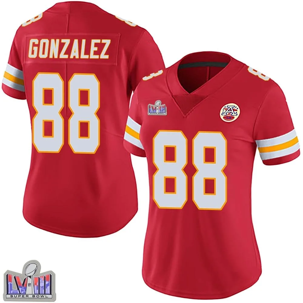 Women's Kansas City Chiefs Tony Gonzalez Nike Team Color Vapor Untouchable Super Bowl LVIII Patch Limited Red Jersey Women's Kansas City Chiefs Tony Gonzalez Nike Team Color Vapor Untouchable Super Bowl LVIII Patch Limited Red Jersey
