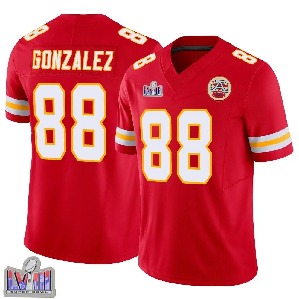 Youth Kansas City Chiefs Tony Gonzalez Nike Vapor F.U.S.E. Super Bowl LVIII Patch Limited Red Jersey Youth Kansas City Chiefs Tony Gonzalez Nike Vapor F.U.S.E. Super Bowl LVIII Patch Limited Red Jersey
