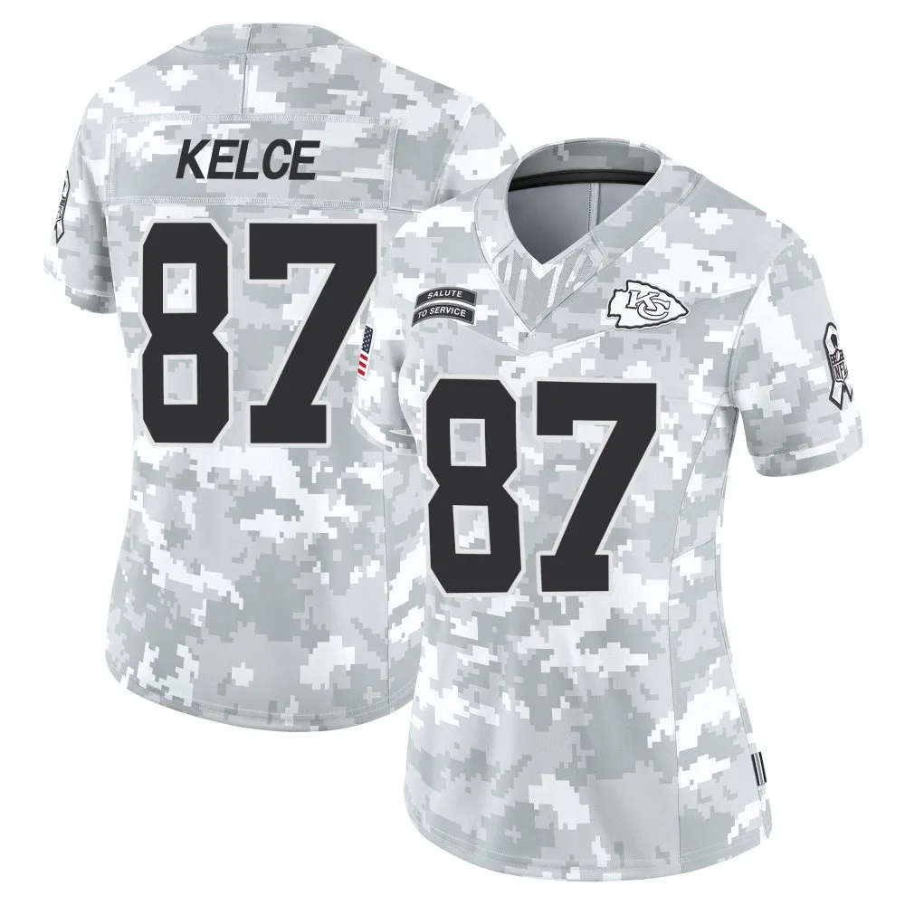Women's Kansas City Chiefs Travis Kelce Nike 2024 Salute to Service Limited Arctic Camo Jersey Women's Kansas City Chiefs Travis Kelce Nike 2024 Salute to Service Limited Arctic Camo Jersey