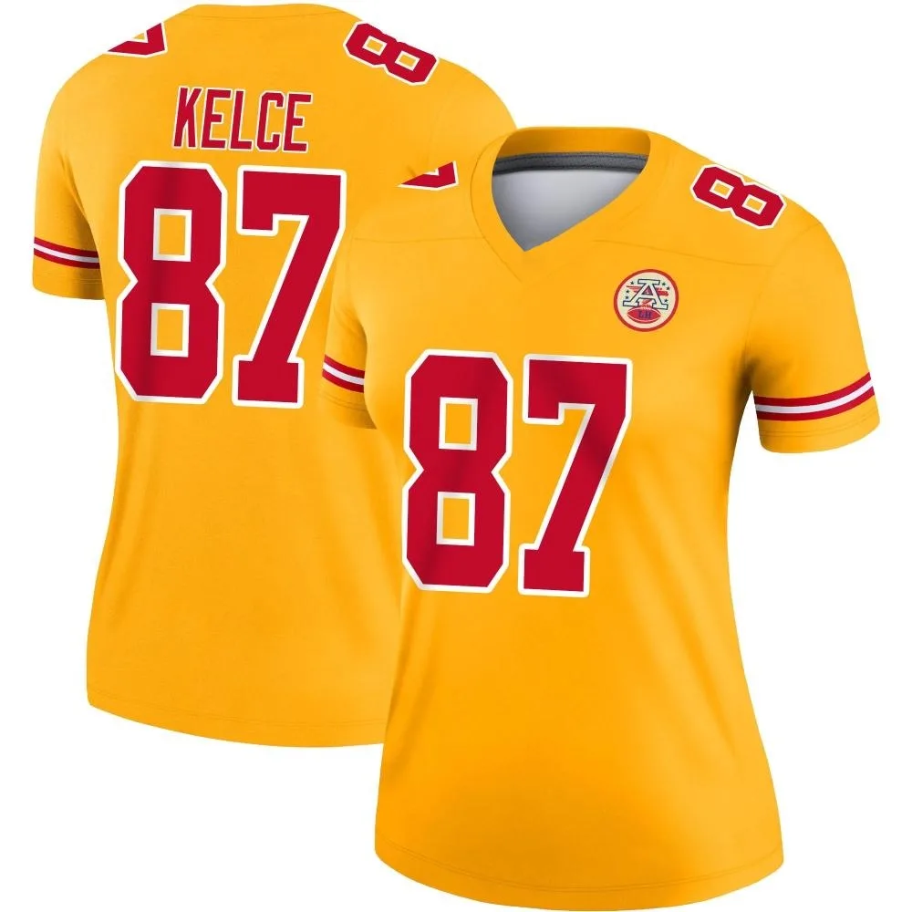 Women's Kansas City Chiefs Travis Kelce Nike Inverted Legend Gold Jersey Women's Kansas City Chiefs Travis Kelce Nike Inverted Legend Gold Jersey