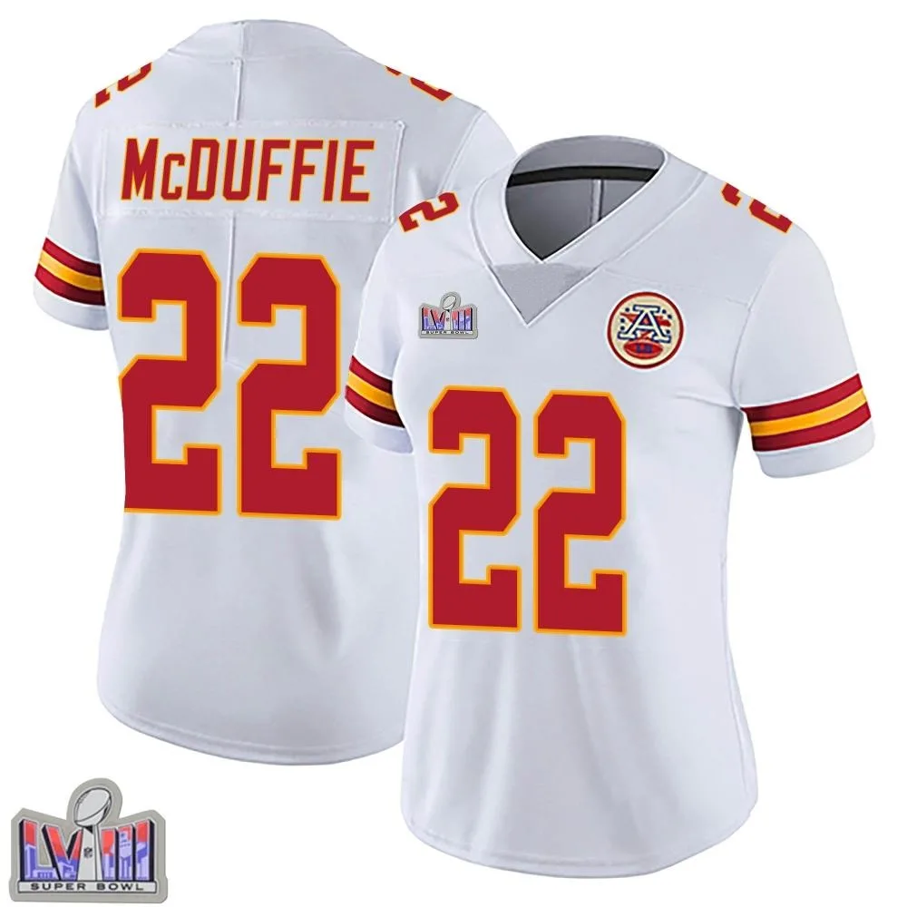 Women's Kansas City Chiefs Trent Mcduffie Nike Vapor Untouchable Super Bowl LVIII Patch Limited White Jersey Women's Kansas City Chiefs Trent Mcduffie Nike Vapor Untouchable Super Bowl LVIII Patch Limited White Jersey