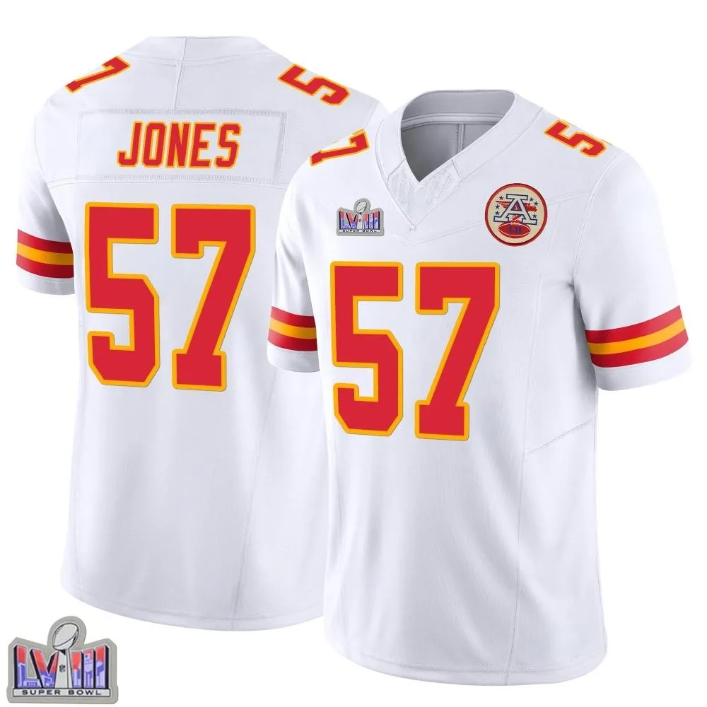 Men's Kansas City Chiefs Truman Jones Nike Vapor F.U.S.E. Super Bowl LVIII Patch Limited White Jersey Men's Kansas City Chiefs Truman Jones Nike Vapor F.U.S.E. Super Bowl LVIII Patch Limited White Jersey