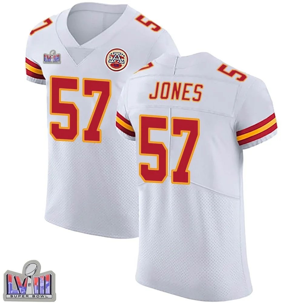 Men's Kansas City Chiefs Truman Jones Nike Vapor Untouchable Super Bowl LVIII Patch Elite White Jersey Men's Kansas City Chiefs Truman Jones Nike Vapor Untouchable Super Bowl LVIII Patch Elite White Jersey