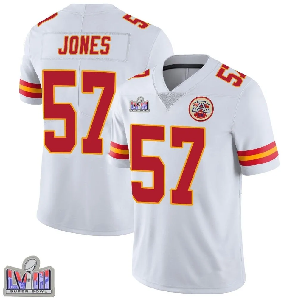 Men's Kansas City Chiefs Truman Jones Nike Vapor Untouchable Super Bowl LVIII Patch Limited White Jersey Men's Kansas City Chiefs Truman Jones Nike Vapor Untouchable Super Bowl LVIII Patch Limited White Jersey